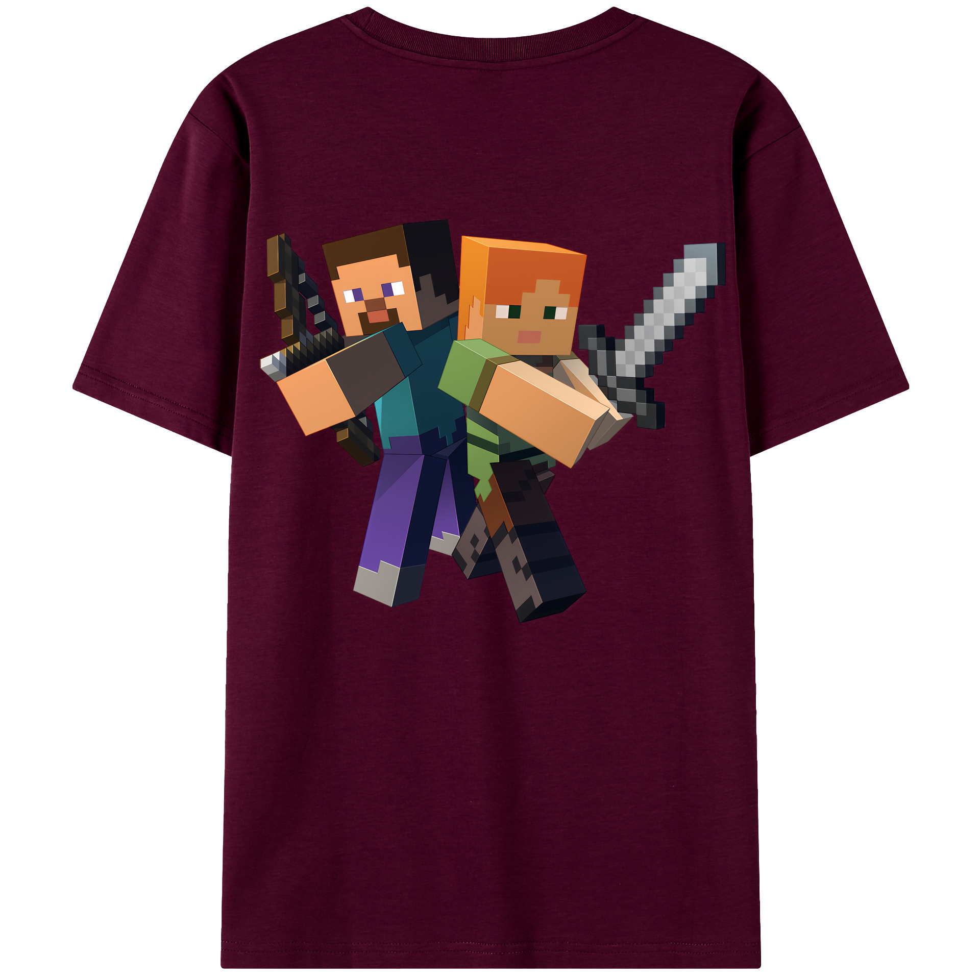 （画像用） マインクラフト ブロックの世界 Minecraft MC Block world レディース半袖Tシャツ(バックプリント)